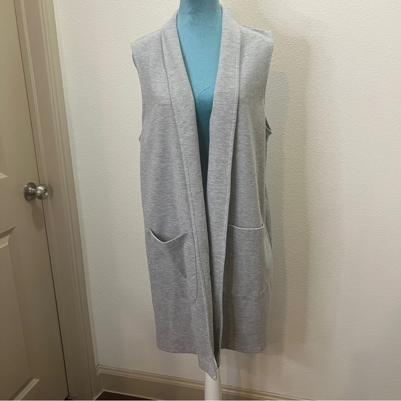Signature Weekend Gray Duster Women size XL W/ Pockets Long Open Front Cardigan - Picture 1 of 5